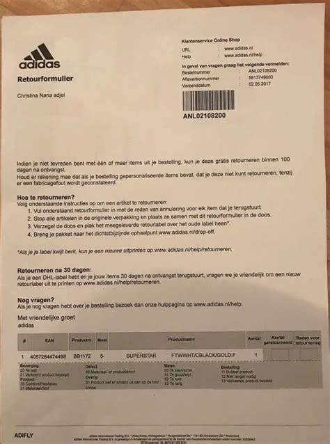 adidas pakket terugsturen|Adidas retourneerkosten.